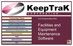 KeepTrak Preventive Maintenance Software MAIN MENU